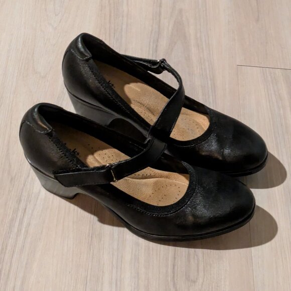 Clarks Collection Black Women's Block Heel Pumps, US 10 - Picture 1 of 5